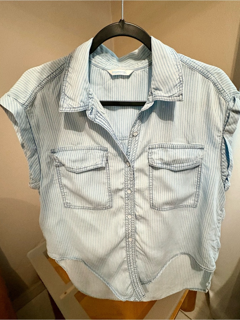 Maurices Striped Denim Shirt - Light Wash High-Low & Casual Western Vibe